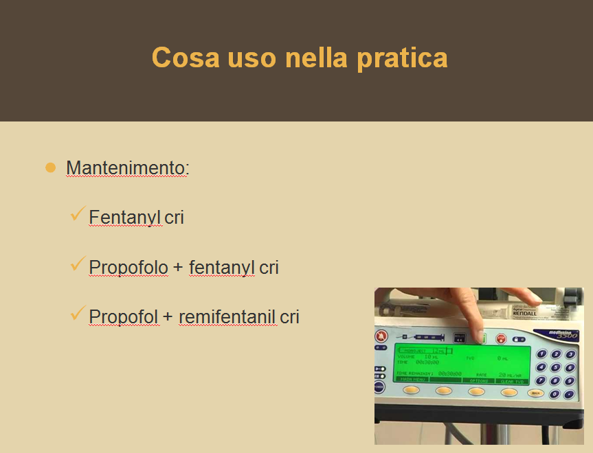 Diapositiva su mantenimento anestesia durante GDV